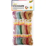 Folia 23994 - Stickgarn Metallic, 100 % Polyester, 26 Docken à 8 m in 13 Farben sortiert, zum Sticken, Knüpfen und Basteln