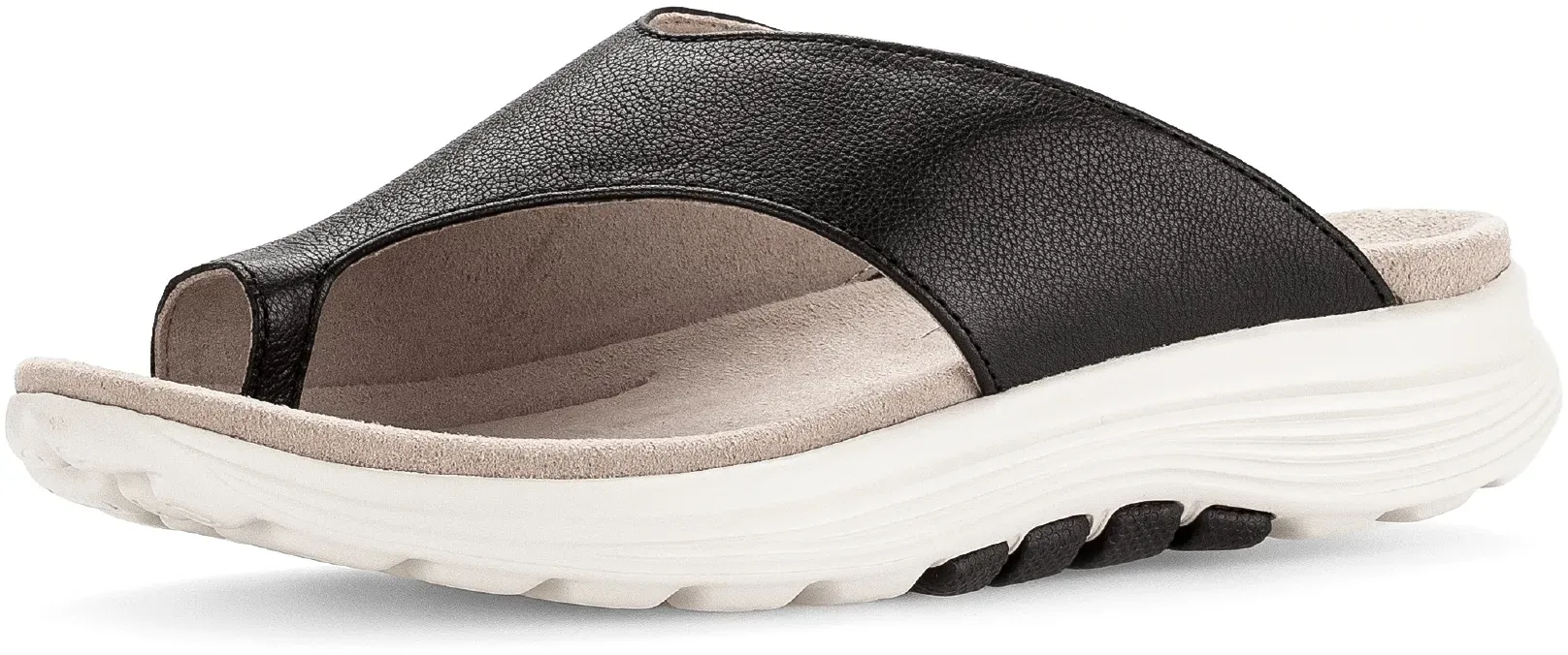 Dianette ROLLINGSOFT, Damen, Gr. 36, schwarz, Glattleder, Schuhe Dianette, Zehentrenner, Sommerschuh mit weichem Zehensteg, G-Weite