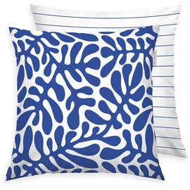 Tom Tailor Kissenbezug Floral 40 x 40 cm Blau/Weiß
