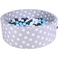 Knorrtoys Bällebad soft grey white stars inkl. 300 Bälle creme/grey/lightblue