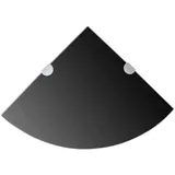 FUDUGEHMIOFWFJJ eckregal,wandregal weiß,Eckregal mit verchromten Halterungen Glas Schwarz 35 x 35 cmGeeignet für Bad, Küche, Schlafzimmer