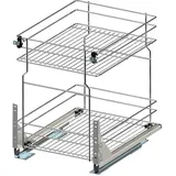 woplus - Schrankauszug Küche mit Softclose [500mm] | Auszug Küchenschrank mit 2 Etage | Unterschrankauszug Chrome | Vollauszug Bodenmontage | Küchenschrank Organizer Ausziehbar