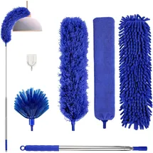 luxuskollektion Staubwedel Teleskop Mikrofaser Spinnenwebenentferner 213 cm Blau 7 St.
