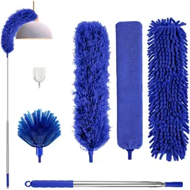luxuskollektion Staubwedel Teleskop Mikrofaser Spinnenwebenentferner 213 cm Blau 7 St.
