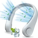 Tragbarer Nackenventilator, Usb-nackenventilator Mit 1200-mah-akku, Freihändiger, Klingenloser Ventilator, 3 Geschwindigkeitsstufen, 360° Verstellbarer, Leiser Ventilator (weiß)