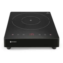Hendi Induktionskocher 3500W Kitchen Line, Leistungsstarke Induktionsplatte für vielseitiges Kochen und Braten, Maße: (B x T x H) 444 x 339 x 80 mm