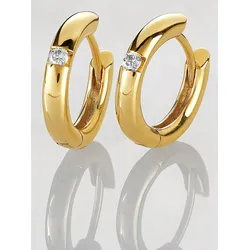 Paar Creolen LADY, gold (gelbgold 375), Ohrringe, Damen, Brillianten ct, Metall