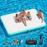 Aufblasbare Dock Schwimmende Plattform Aufblasbare Wasserhängematte, Multi Personen Aufblasbares Schwimmdock Swim Deck mit Non Slip Oberfläche und Tragetasche, Wasser Plattform für Strand See Pool