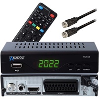 [Test: GUT *] Anadol HD 666 digital Sat Receiver mit Aufnahmefunktion, Timeshift & AAC-LC fähig - für Satelliten TV, SCART, USB, Satellit Satellite, HDMI, DVBS2, Astra Hotbird Sortiert + Satkabel