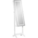Homcom Led-schmuckschrank Mit Weißem Ganzkörperspiegel, Touch-beleuchtung Und Aufbewahrungsbox