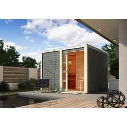 KARIBU Außensauna Cuben terragrau