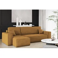 Fun Möbel Ecksofa Schlafsofa Sofa MARIS Stoff Poso Senf
