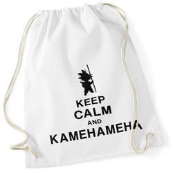 Autiga Turnbeutel Turnbeutel Keep Calm and Kamehameha Son Goku Dragonball Hipster Beutel Tasche weiß