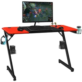 Costway Gamingtisch Z-förmig rot schwarz PC