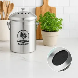 Relaxdays Komposteimer 5 l Silber