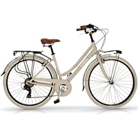 Airbici 605AL Damenfahrrad Citybike 28 Zoll Beige | Fahrrad Damen Retro Cityräder City Bike | 6 Gänge, Aluminiumrahmen, Schutzblech, LED-Licht und Gepäckträger City-Bike Damen (Beige)