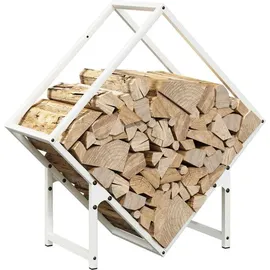 vidaXL Kaminholzregal Kaltgewalzter Stahl 60 x 25 x 60 cm Weiß