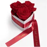 ROSEMARIE SCHULZ Heidelberg Rosenbox Herzform Mutter Geschenk Blumen 3 Infinity Rosen Satinband Goldschrift (Rot, 3 Rosen Mama, ich hab Dich lieb)