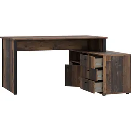 Forte Eckschreibtisch Tempra Braun / Schwarz