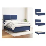 vidaXL Boxspringbett mit Matratze Blau 140x190 cm Stoff