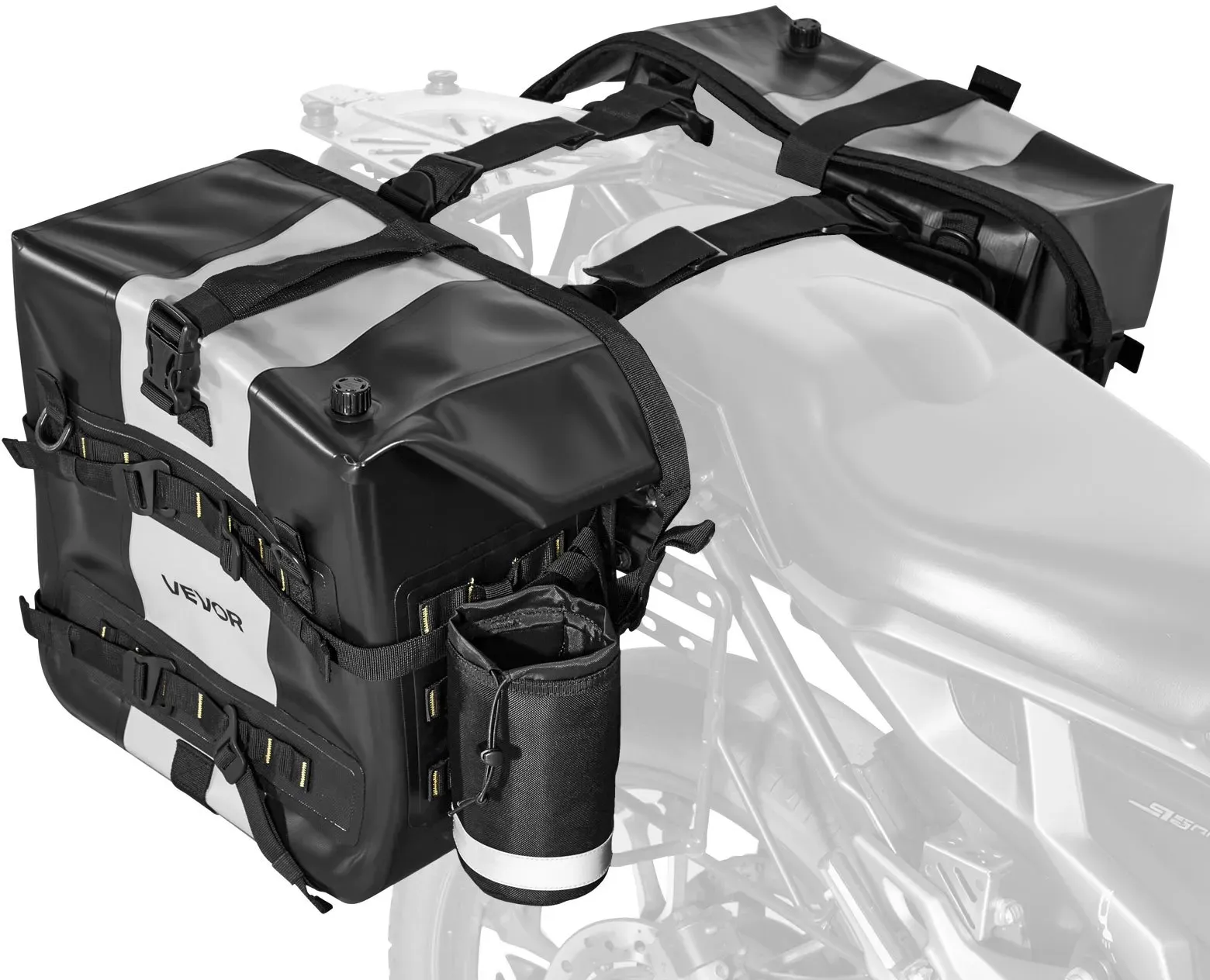 VEVOR Motorradtasche Motorrad Satteltasche 28 L x 2 wasserfest, Seitensatteltasche für Motorradgepäck, Gepäckaufbewahrung mit abnehmbarer Innentasche, Schwarz Seitentasche Outdoor Sport