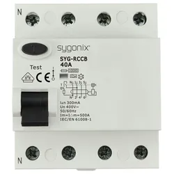 Sygonix SY-6438022 SYG-RCCB 3P+N/A40/10kA/300mA Fehlerstrom-Schutzschalter A 4polig 40 A 0.3 A 400 V