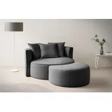 LeGer Home by Lena Gercke XXL-Sessel »ISALIE, Rundsessel mit Hocker, Lesesessel, Loveseat, Big-Sessel«, (Set), trendige Stoffe, 3 Zierkissen, große Sitzfläche, Cord, Samt, Bouclé