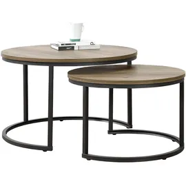 [en.casa] Couchtisch Christchurch rund Holz-Optik 2er Set