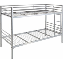 ATLANTIC home collection Etagenbett Alex, inkl. Lattenrost, Absturzsicherung und Leiter aus Metall silberfarben