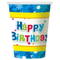 Party Pappbecher 270 ml 6 Stück Happy Birthday