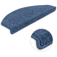 Kettelservice-Metzker Stufenmatten Treppen-Teppich Ariston | Halbrund 65x24cm Trittfläche, Blau 15 Stück
