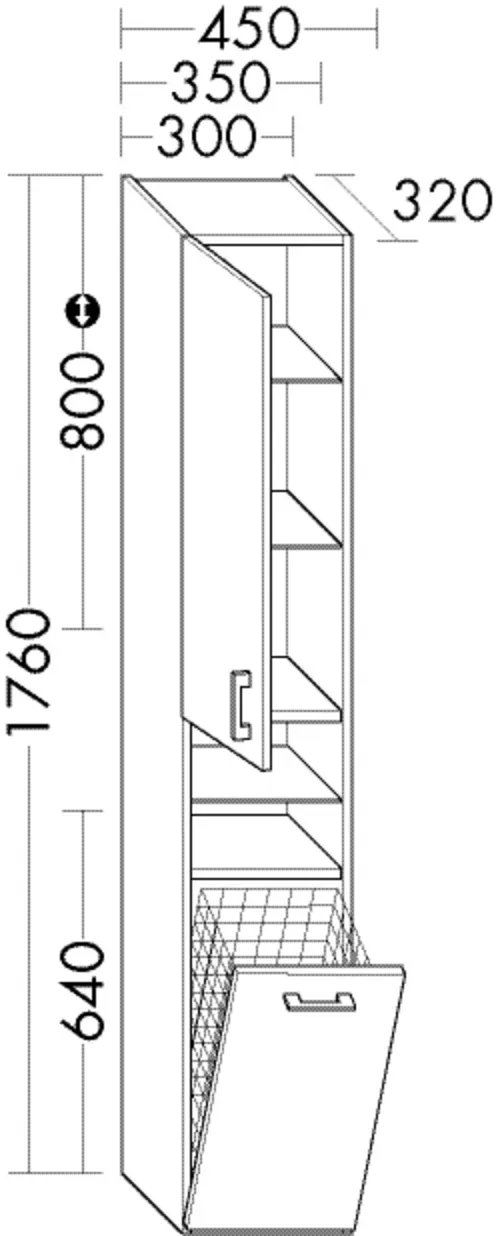 Burgbad Hochschrank Sys30 PG2 Echo 1760x300x320 Basaltgrau Matt, HS3042LF2236 HS3042LF2236