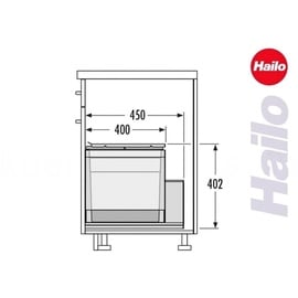 HAILO 3631681 Abfallsorter TRIPLE XL mit 2-fach-Trennung - 56 Liter | 2x 28 Liter | 60 cm Schrankbreite, Kunststoff,
