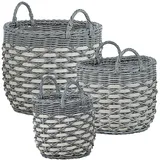 Beliani Blumenkorb 3er Set 49 x 37/39 x 30/31 cm Grau/Weiß