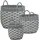 Beliani Blumenkorb 3er Set 49 x 37/39 x 30/31 cm Grau/Weiß