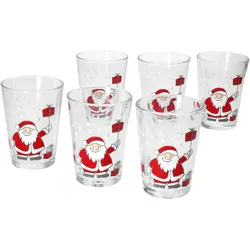 6er Set SANTA FAMILY WINTER Weihnachtsgläser mit Weihnachtsmann & Geschenken – 817331