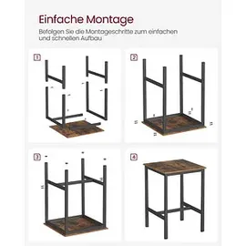 VASAGLE Stehtisch quadratisch 60 x 60 x 92 cm Braun/Schwarz