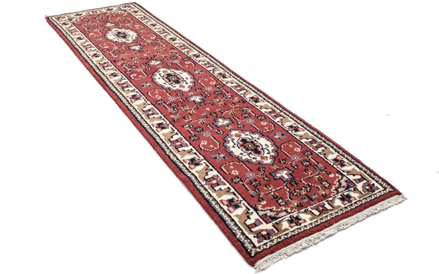 Wollteppich MORGENLAND "Keshan Teppich Shams" Teppiche Gr. B/L: 80 cm x 300 cm, 8 mm, 2,4 m2, 1 St., rot Keshanteppich Orientalische Muster