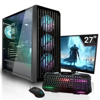 SYSTEMTREFF Gaming Komplett PC Set AMD Ryzen 5 5500 6x4.2GHz | Nvidia GeForce RTX 4060 8GB DX12 | 1TB M.2 NVMe | 32GB DDR4 RAM | WLAN Desktop Paket Computer für Gamer, Gaming