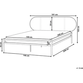 Beliani Bett mit Lattenrost 140x200 cm Wiener-Geflecht Kopfteil Boulin