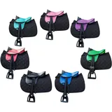 Brama West Holzpferd Sattel Set „My Happy Pony“ | Sattel für Shetty Pony Holzpferd | mit Satteldecke, Sattelgurt, Steigbügel & Steigbügelriemen (Sattel Grün; Decke Schwarz)
