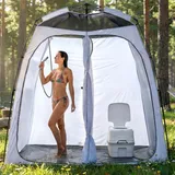 EighteenTek Verbessertes Pop-Up-Duschzelt, 2-Zimmer-Umkleidezelt, Sichtschutz mit Boden und Zwei Türen, tragbares Camping-WC und Badezimmer-Zelte, 210,8 x 119,4 x 200 cm