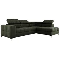 Modernes PABLO Ecksofa 279x201 cm, Schlafsofa Mit Verstellbaren Kopfstützen, Bettkasten, Stabilen Metallfüßen, Hochwertiger VOGUE-Stoff In Versc... - Grün