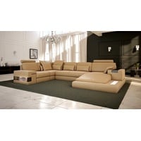 BULLHOFF Schlafsofa Wohnlandschaft Leder Schlafsofa U-Form Designsofa LED Leder Sofa Couch XL Ecksofa grau braun »HAMBURG« von BULLHOFF, made in Europe, das "ORIGINAL" beige|braun