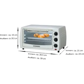 Steinborg Mini Backofen 13 Liter Pizzaofen 60°-250°C Timer Krümelblech Minibackofen Backofen Kleiner Backofen | 900 Watt