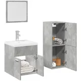 vidaXL 4-tlg. Badmöbel-Set Betongrau Holzwerkstoff