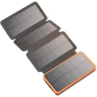 Hiluckey Solar Powerbank 25000mAh mit 4 Solarpanels, 3A Schnelles Aufladen USB C Tragbares Solar Ladegerät mit 3 Ausgänge Externer Akku für Handy Tablet