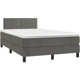 vidaXL Boxspringbett mit Matratze & LED Dunkelgrau 120x190 cm Samt