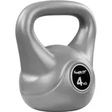 MOVIT Kettlebell BASIC GREY, Kugelhantel mit Bodenschonender Kunststoffhülle, 1 bis 20 kg, Schadstoffgeprüft, 4 kg