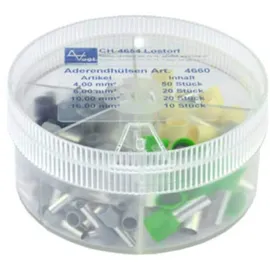 VOGT VERBINDUNGSTECHNIK 737047 Aderendhülsen-Sortiment 4 mm2, 6 mm2, 10 mm2, 16 mm2 Teilisoliert Grau, Schwarz, Elfenbein, Grün 100 Stück
